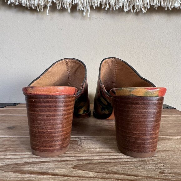 Patricia Nash NICIA Multi Color Oil Paint Floral Print Block Heel Mules Size 8 - Picture 11 of 13